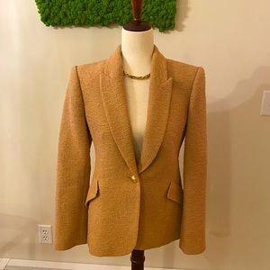 L'AGENCE Chamberlin Textured Stretch Cotton Blazer soft camel size 6